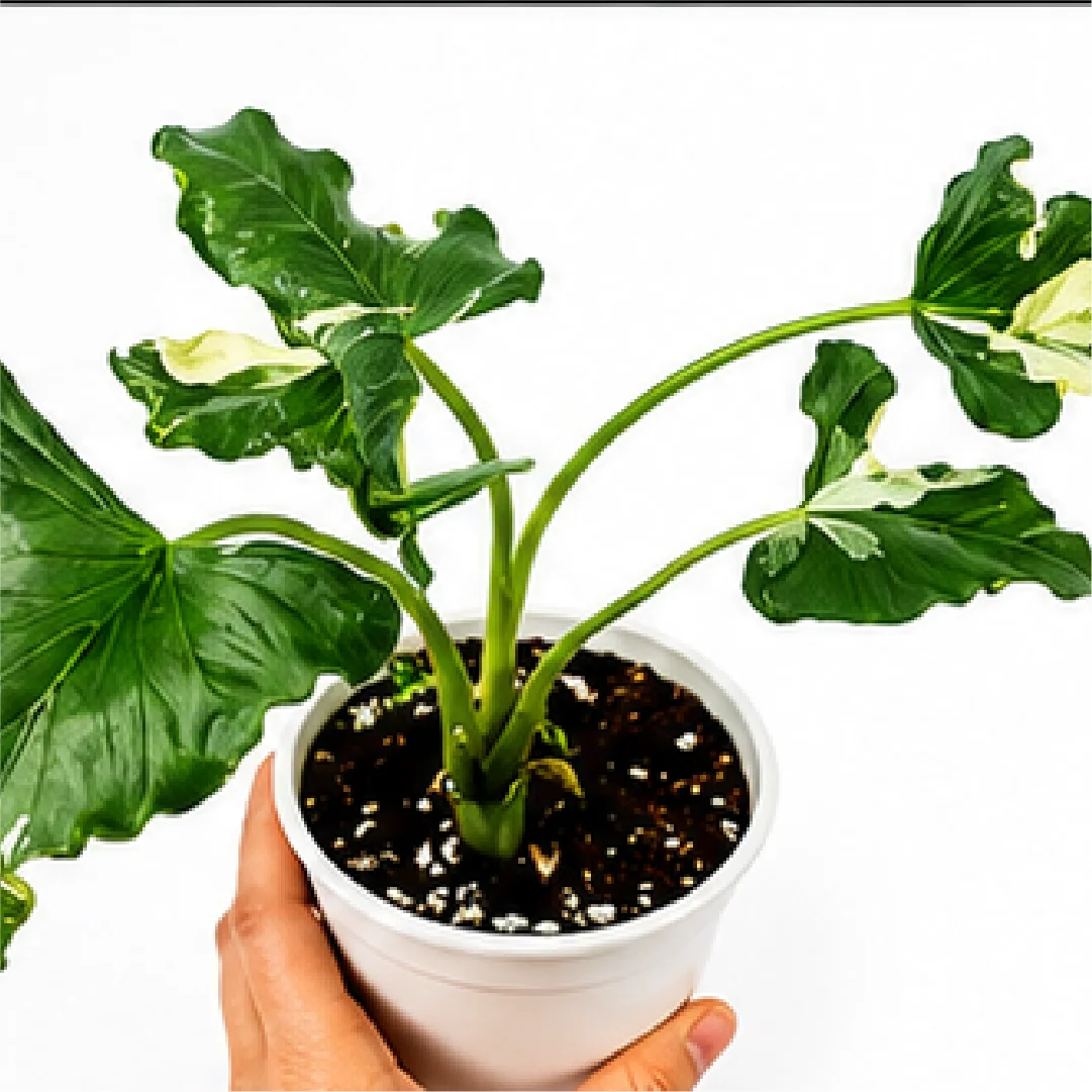 Alocasia Cucullata Crinkles Albo Var / Alocasia Triangularis Albo Var – Tissue Culture
