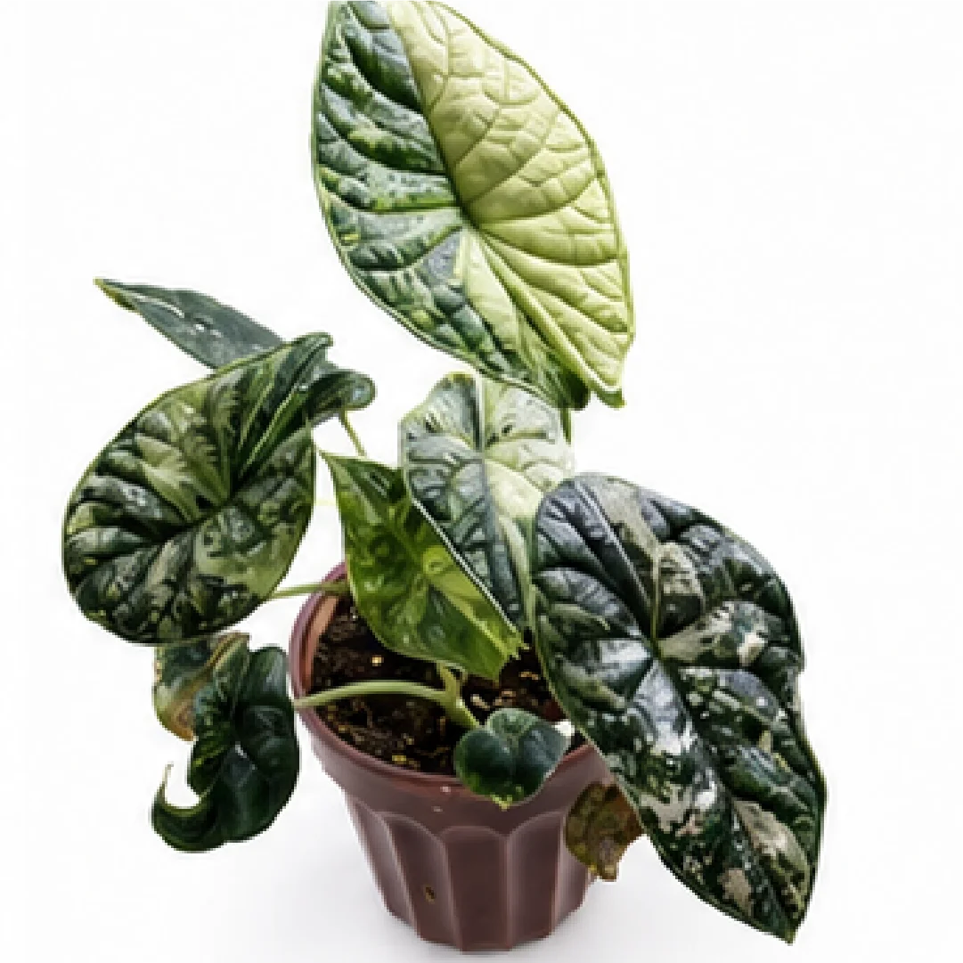 Alocasia Dragon Scale Tricolor Var (Albo & Aurea) – Tissue Culture  Description: