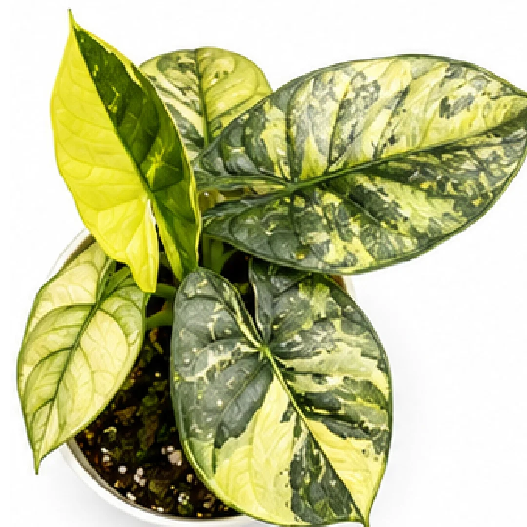 Alocasia Silver Dragon Aurea Variegated Tissue Culture Plantlet